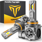 Termitor 9006/HB4 Fog Lights Bulb, 50000LM 500% Ultra-Bright 6500K White, 1:1 Mini Size, CANbus Ready, Plug and Play, Pack of 2