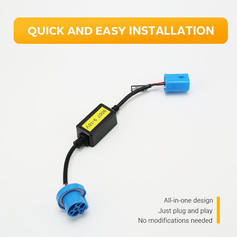 9007 CANbus Decoder, Plug-and-Play Anti-Flicker Module for Bulb Pack of 2