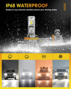 FAHREN 9005/HB3 H11/H8/H9 Led Bulbs Combo – 120000LM 1200% Super Brighter, 2025 Updated Fog Light Bulbs, 1:1 Mini Size, 6500K Cool White, Quick Install, True Plug & Play, Pack of 4