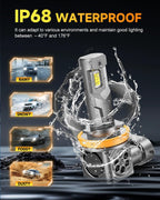 FAHREN 𝟓𝐭𝐡-𝐠𝐞𝐧 H11 9005 LED Bulbs Combo,𝟖𝟎,𝟎𝟎𝟎𝐋𝐌 𝟏𝟐𝐗 Ultra Bright,𝟏:𝟏 Mini Size, 6500K White H9 H8 HB3 Fog Bulbs, 70,000Hrs Longer Lifespan with Cooling Fan, Plug and Play, Pack of 4