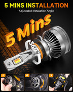 Latest 9005/HB3 Smart Light Bulbs, Up 15X 0-90,000LM Variable Brightness, 3000K to 6500K Variable Color, App Control One-touch Driving Mode Switching, 360° Adjustable Quick Install, Pack of 2