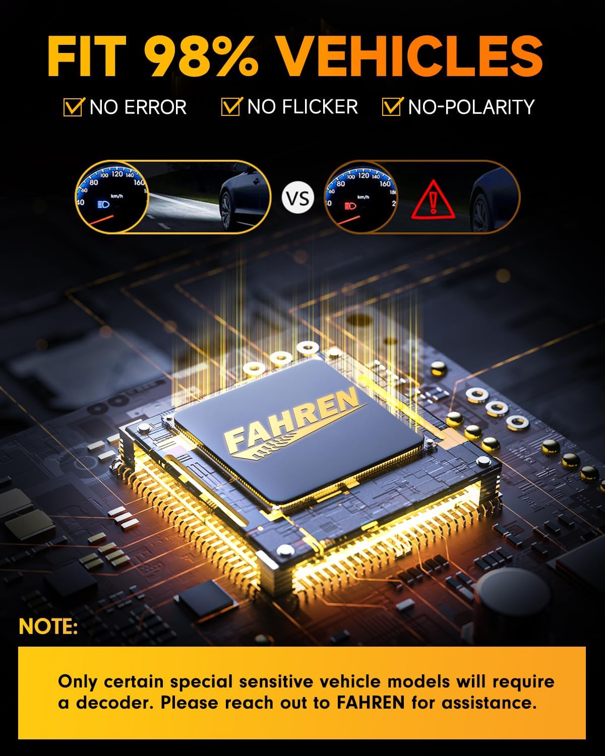 FAHREN H4/9003/HB2 LED Bulbs, 𝟓𝟎𝟎𝟎𝟎𝐋𝐌 𝟗𝟎𝟎％ [Modern & Brightest] Ultra-Bright Bulbs 𝟑𝟔𝟎° Adjustable Quick Install, 1:1 Mini Size No Adapter Required H4 Light Kit bulb, Pack of 2