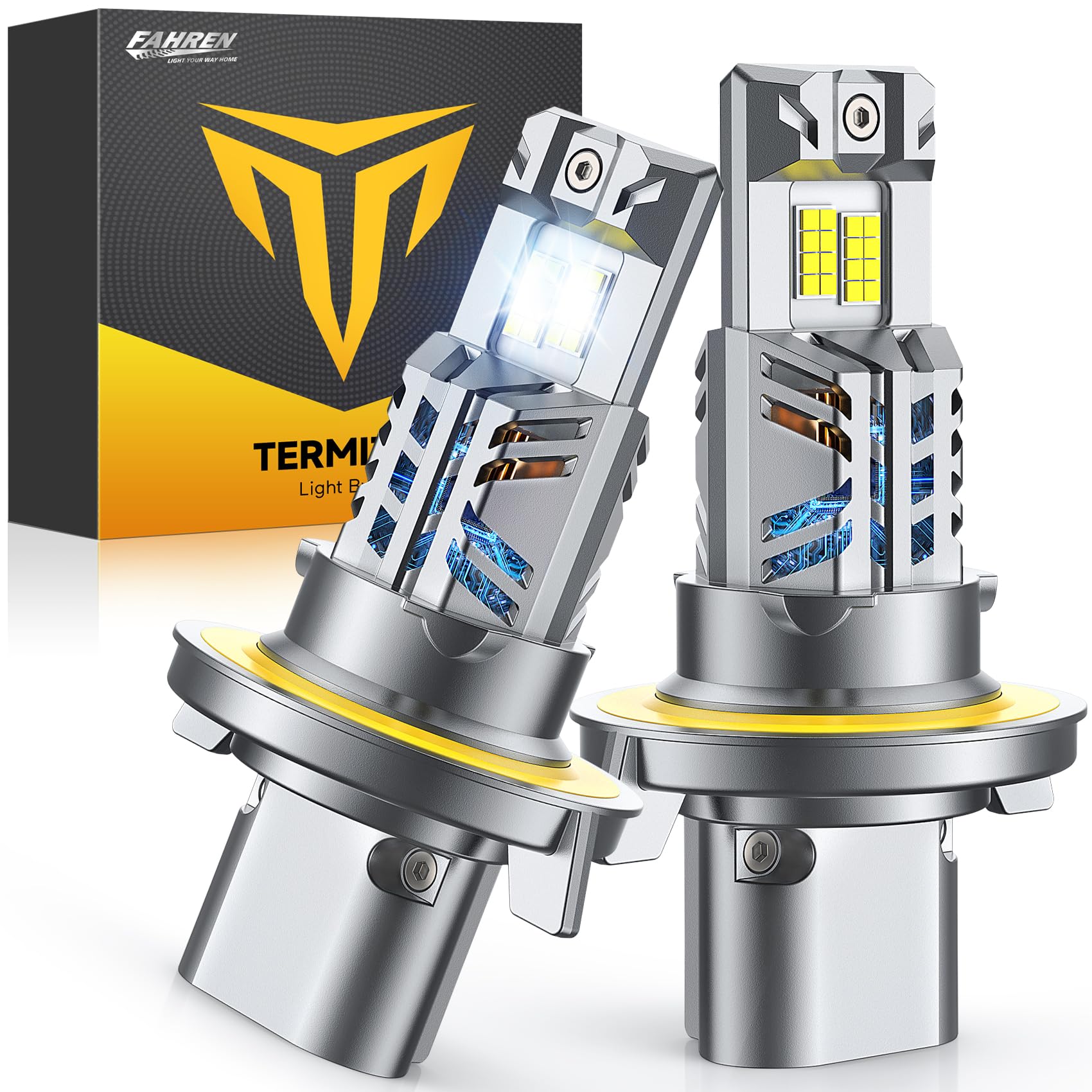 FAHREN H7 fog light bulbs, 60000LM 12X -Upgraded Brightness, 70,000 Hours Lifespan, Real 1:1 Halogen Mini Size, 6500K Cool White, 1:1 Mini Size, Plug and Play, Pack of 4 (2025 Updated)