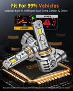 FAHREN Upgraded 9005 Light Bulbs, 55000LM 1000% Super Brighter 1:1 True Mini Size HB3 Bulb, 6500K White, Plug and Play, IP68 Waterproof, Pack of 2