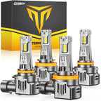 FAHREN 9005/HB3 H11/H8/H9 Led Bulbs Combo – 120000LM 1200% Super Brighter, 2025 Updated Fog Light Bulbs, 1:1 Mini Size, 6500K Cool White, Quick Install, True Plug & Play, Pack of 4
