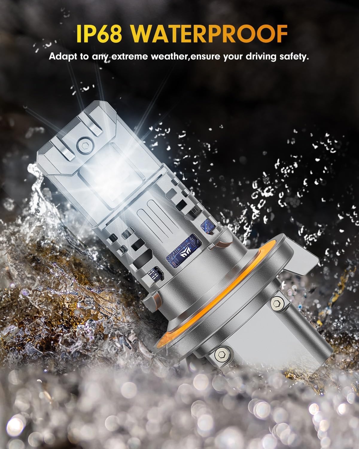 IP68 waterproof H13 9008 LED bulbs for fog lights 6500K cool white
