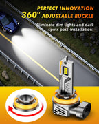 H11/H8/H9 9005/HB3 LED Bulb Combo, 60,000LM, 6500K White, 70,000Hrs Life