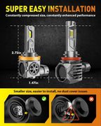 H11/H8/H9 & 9005/HB3 LED Bulb Combo, 60,000LM, 6500K White, 70,000Hrs Life