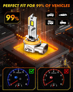 H11/H8/H9 9005/HB3 LED Bulb Combo, 60,000LM, 6500K White, 70,000Hrs Life
