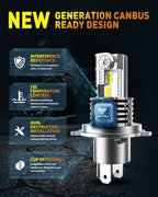 TERMITOR H4/9003/HB2 LED Bulbs Hi/Low Beam 36000LM 900% Super Brighter